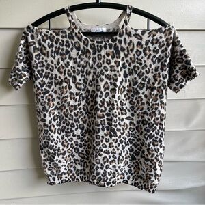 Minnie Rose Womens Cashmere Animal Print Sweater Brown Black Size XS‎ S Mob Wife